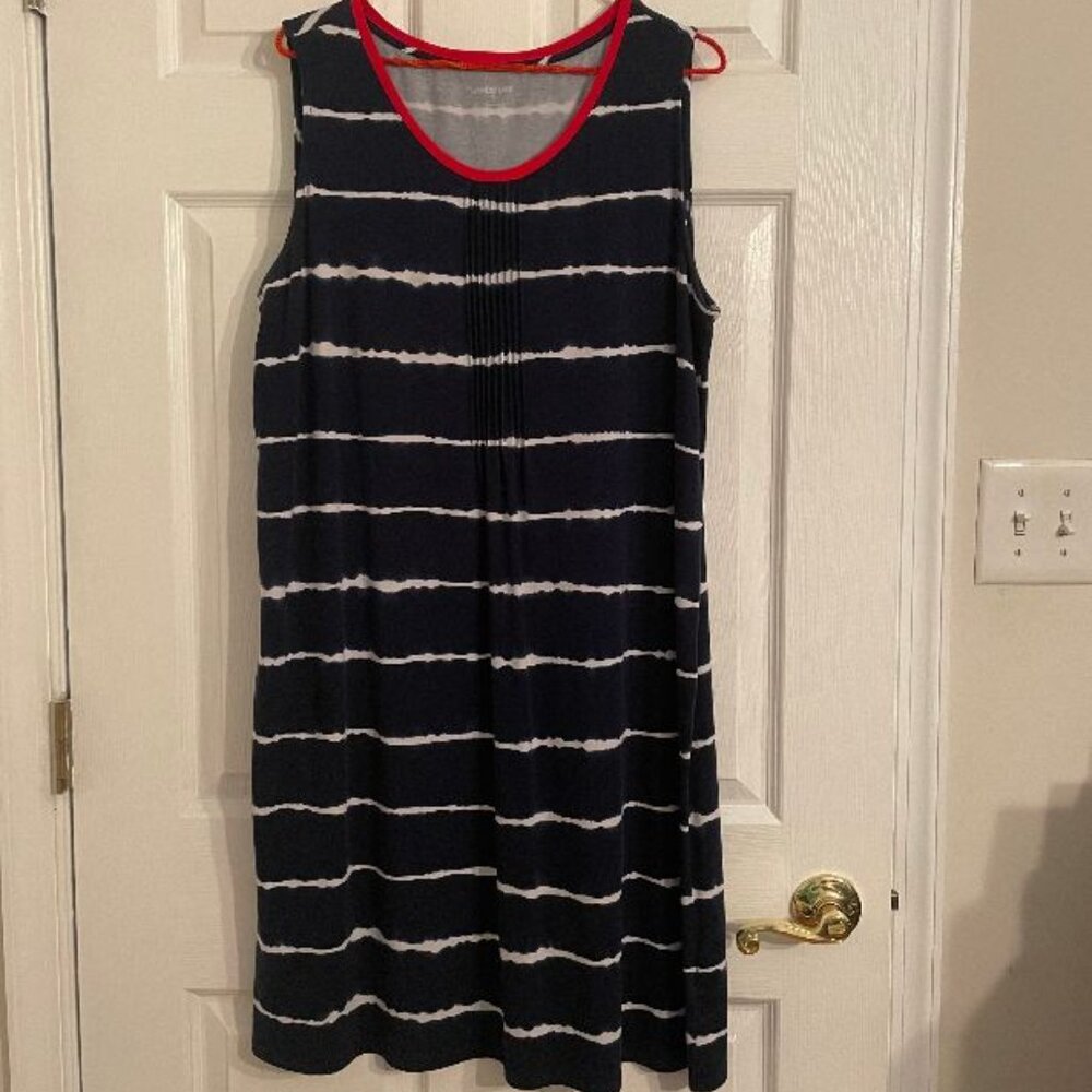 LANDS END EASY FIT TANK DRESS - RED WHITE & BLUE - XL - EUC